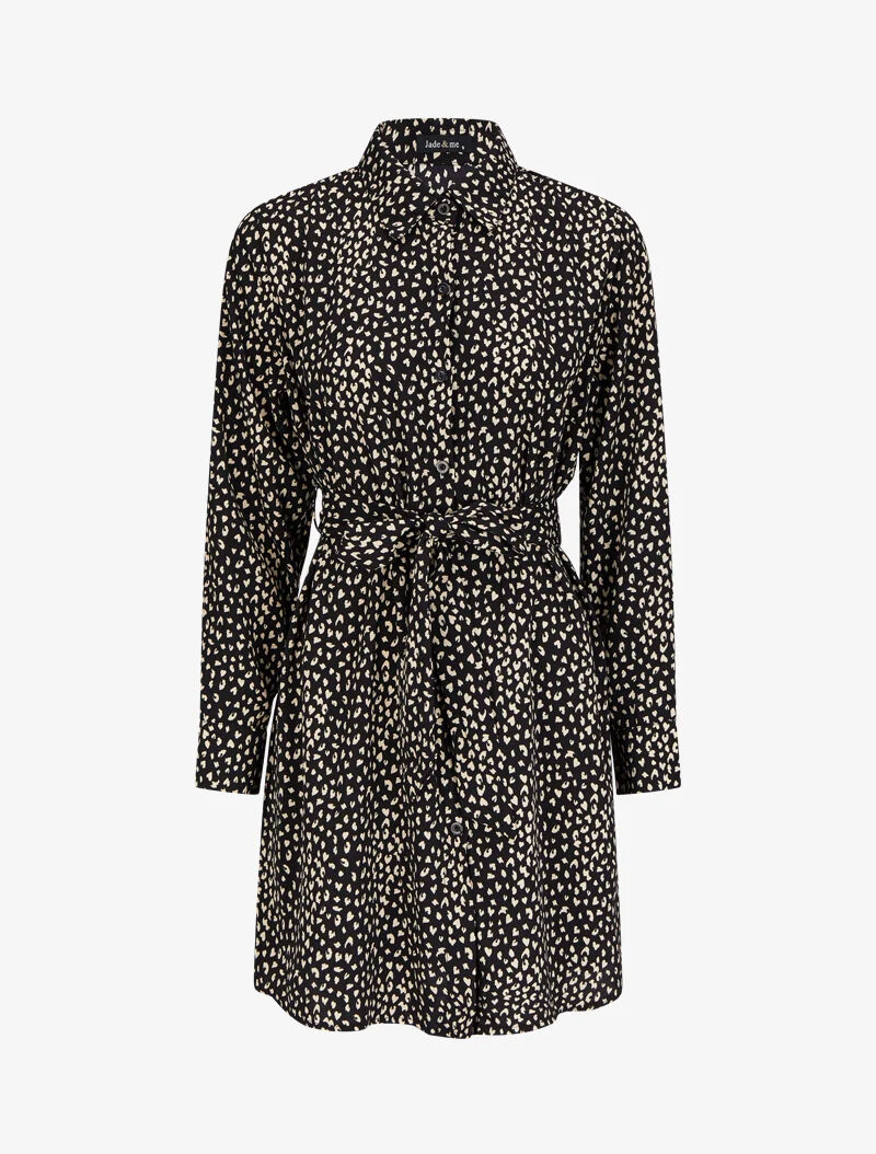 Robe chemise à imprimé moucheté - Noir