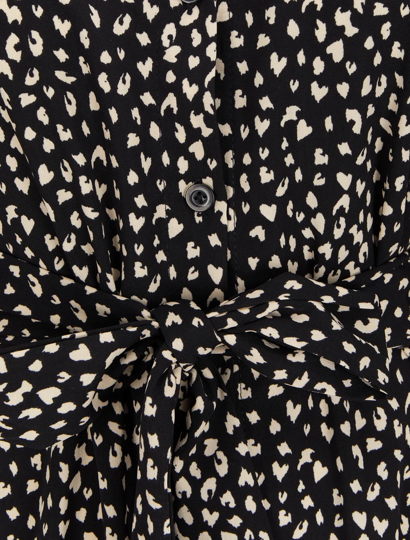 Robe chemise à imprimé moucheté - Noir