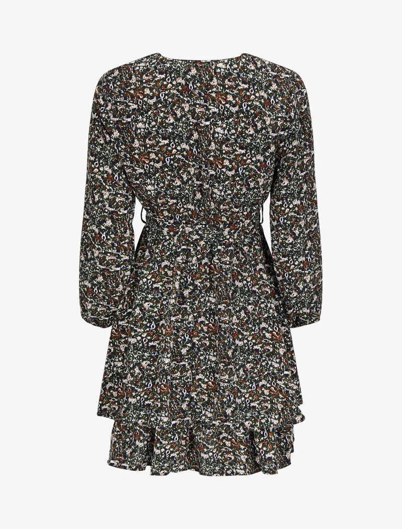 Robe cache-coeur à imprimé floral - Vert