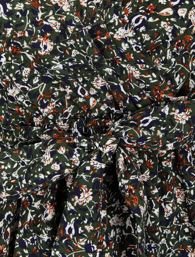 Robe cache-coeur à imprimé floral - Vert