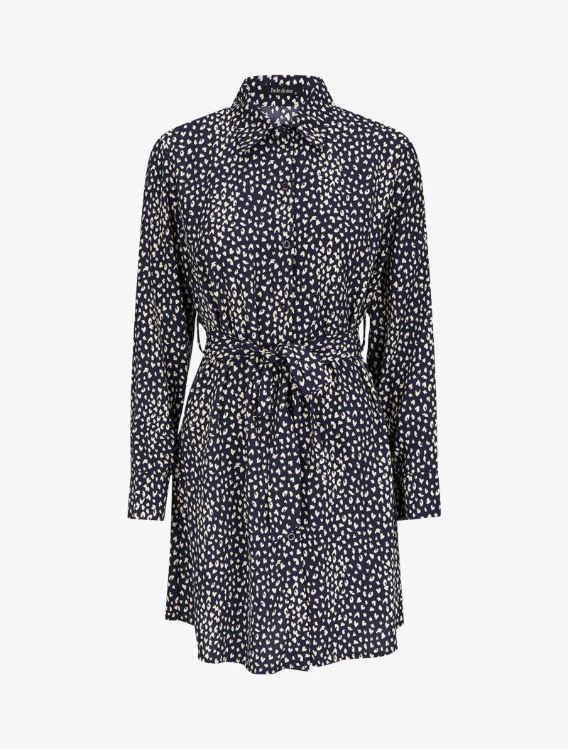 Robe chemise à imprimé moucheté - Bleu marine