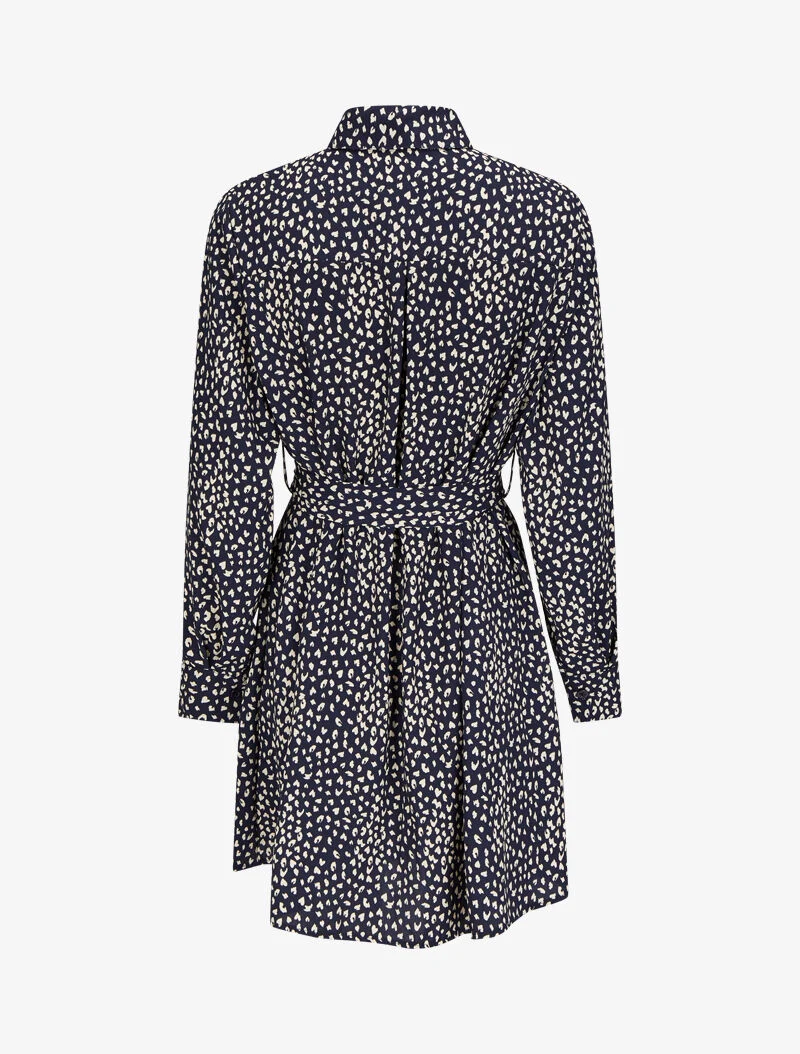 Robe chemise à imprimé moucheté - Bleu marine