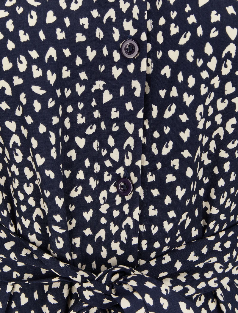 Robe chemise à imprimé moucheté - Bleu marine