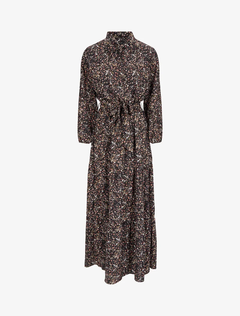 Robe longue à imprimé fleurs sauvages - Noir