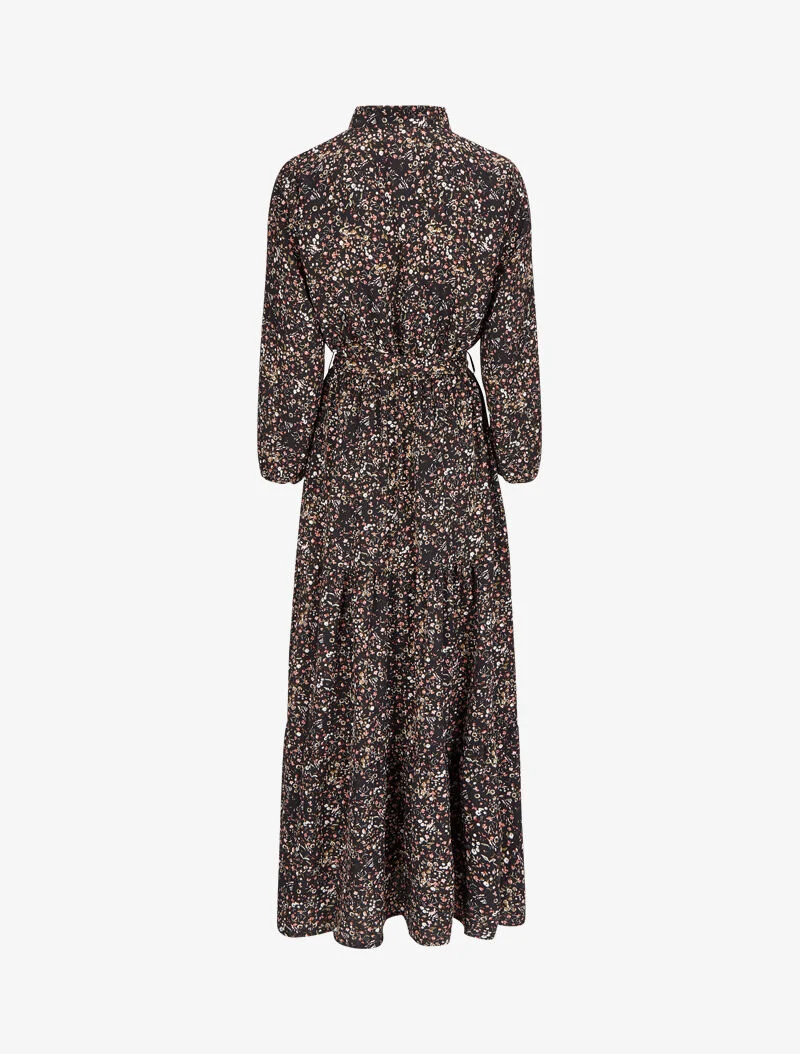 Robe longue à imprimé fleurs sauvages - Noir