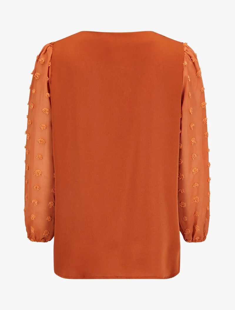 Blouse à manches transparentes style plumetis - Rouille