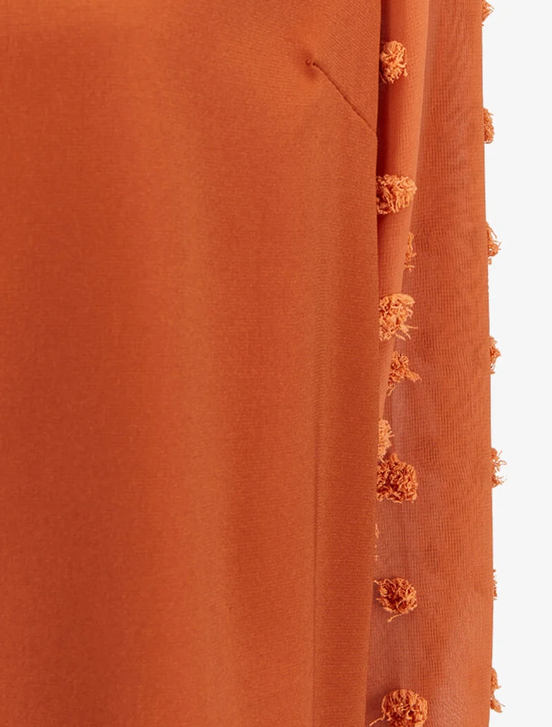 Blouse à manches transparentes style plumetis - Rouille