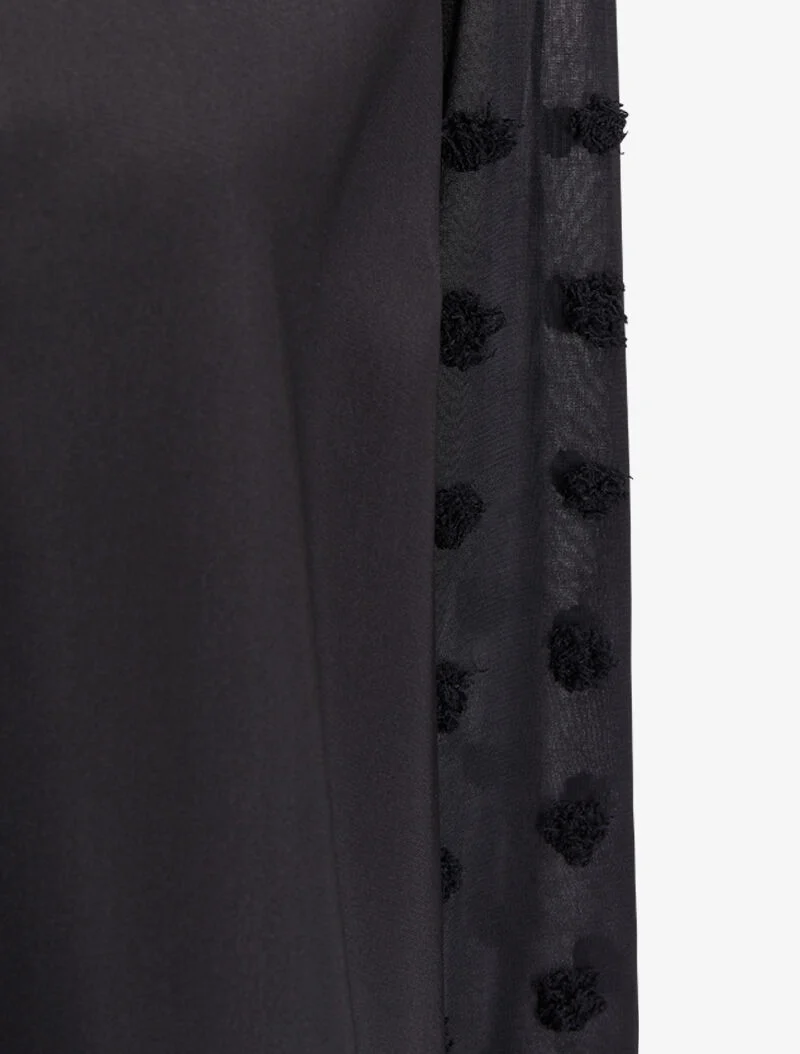 Blouse à manches transparentes style plumetis - Noir