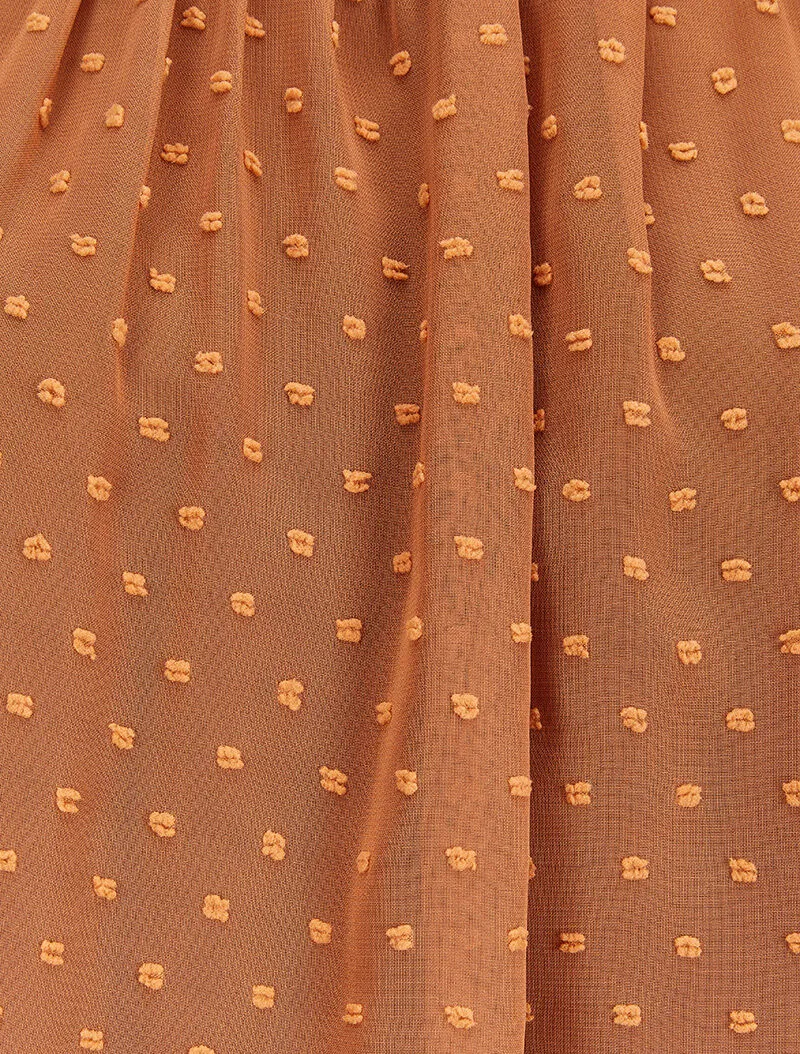 Blouse en plumetis à col mao - Camel