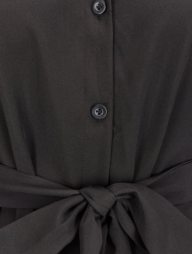 Robe chemise ample à ceinture - Noir
