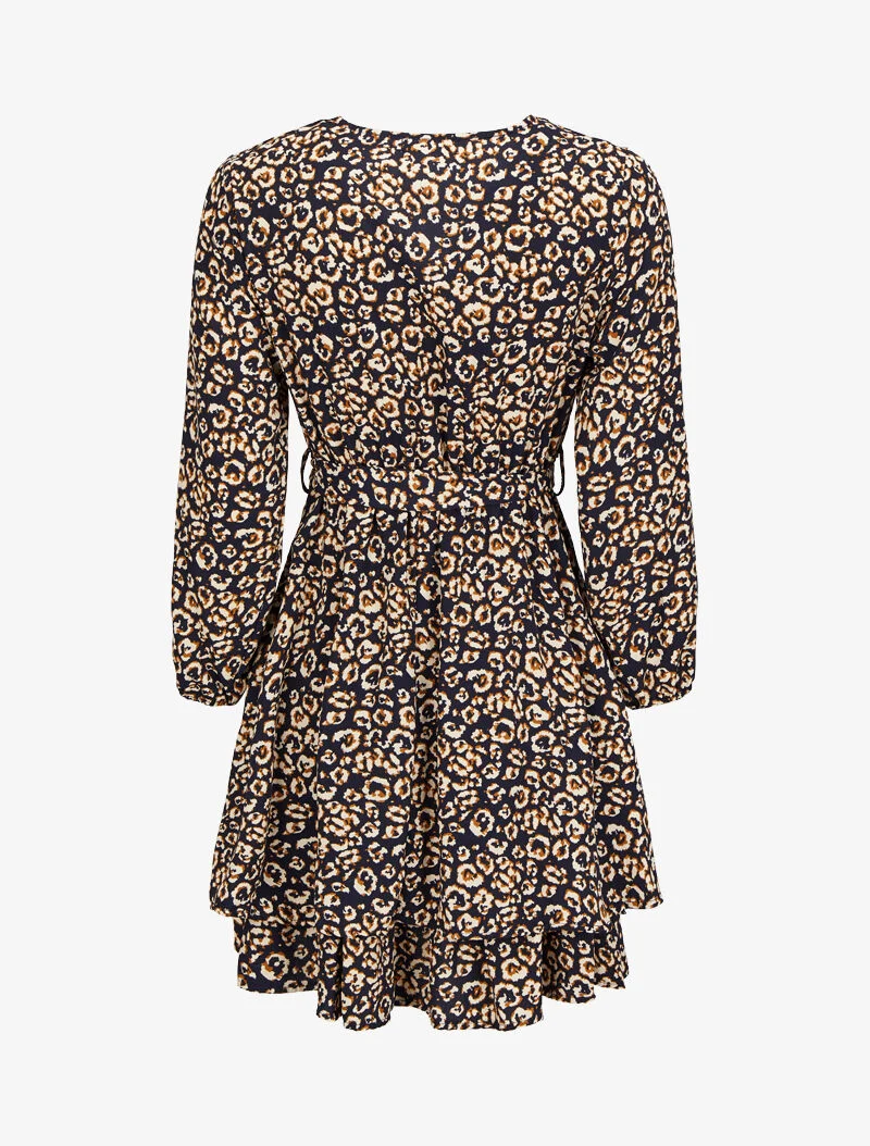 Robe patineuse imprimé léopard - Marine
