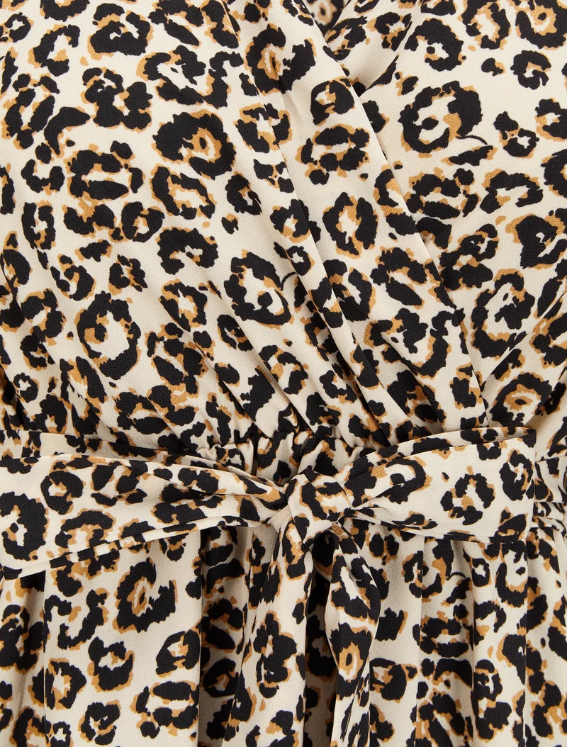 Robe patineuse imprimé léopard - Beige/noir