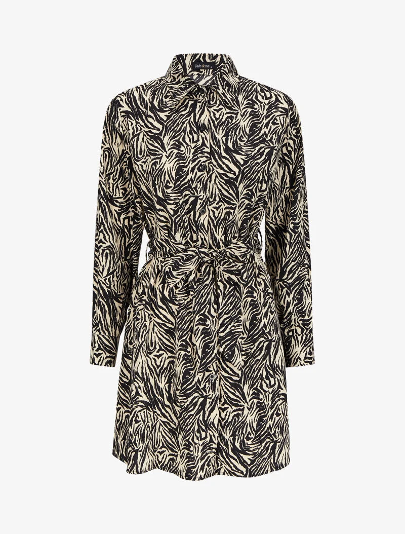 Robe chemise imprimé zèbre - Blanc/noir