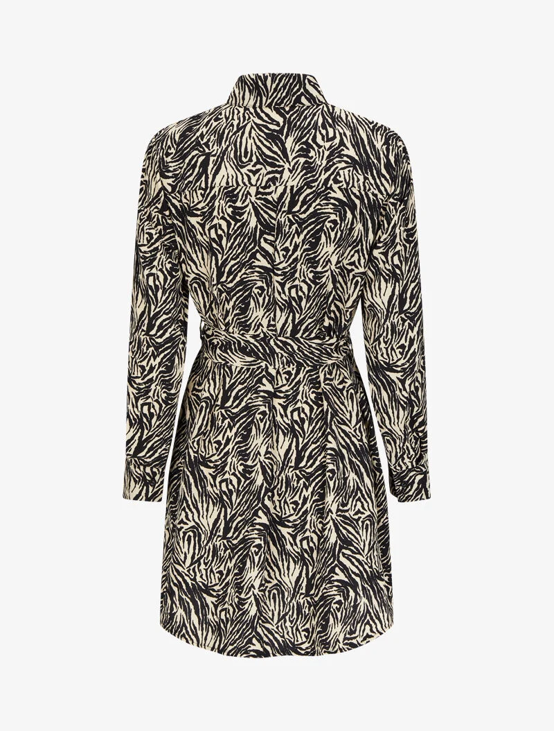 Robe chemise imprimé zèbre - Blanc/noir