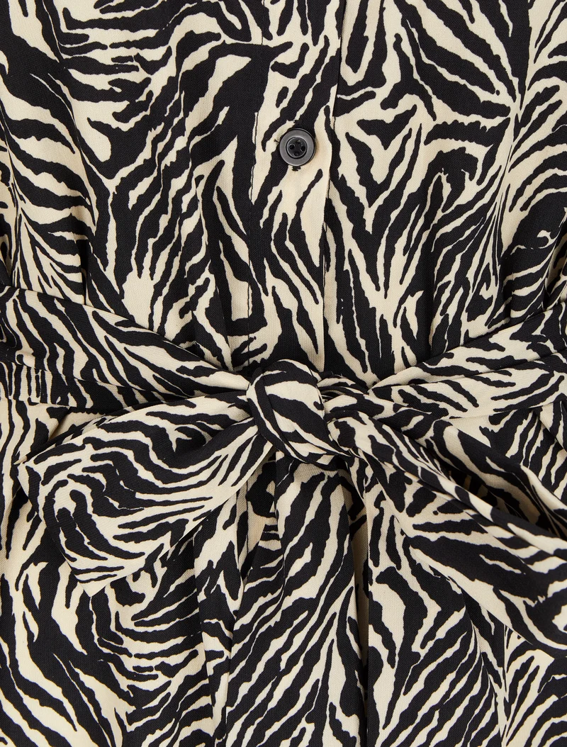 Robe chemise imprimé zèbre - Blanc/noir