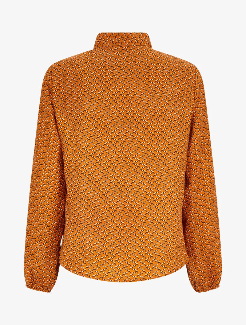 Blouse col lavallière à imprimé graphique - Orange