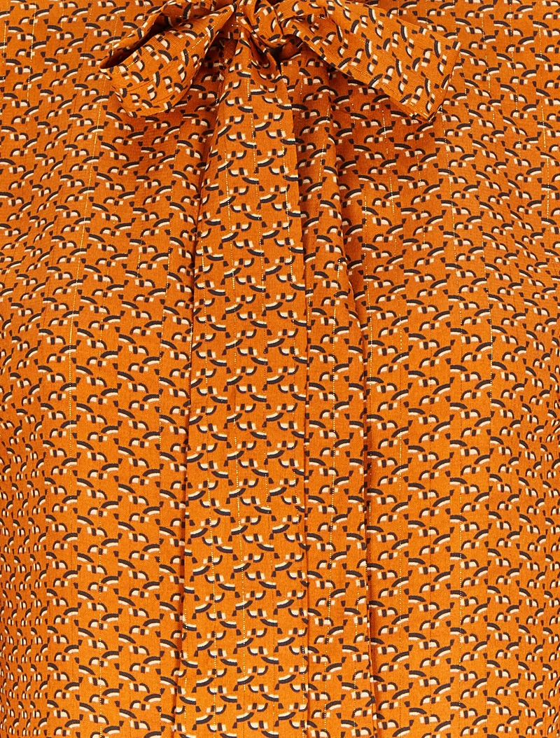 Blouse col lavallière à imprimé graphique - Orange
