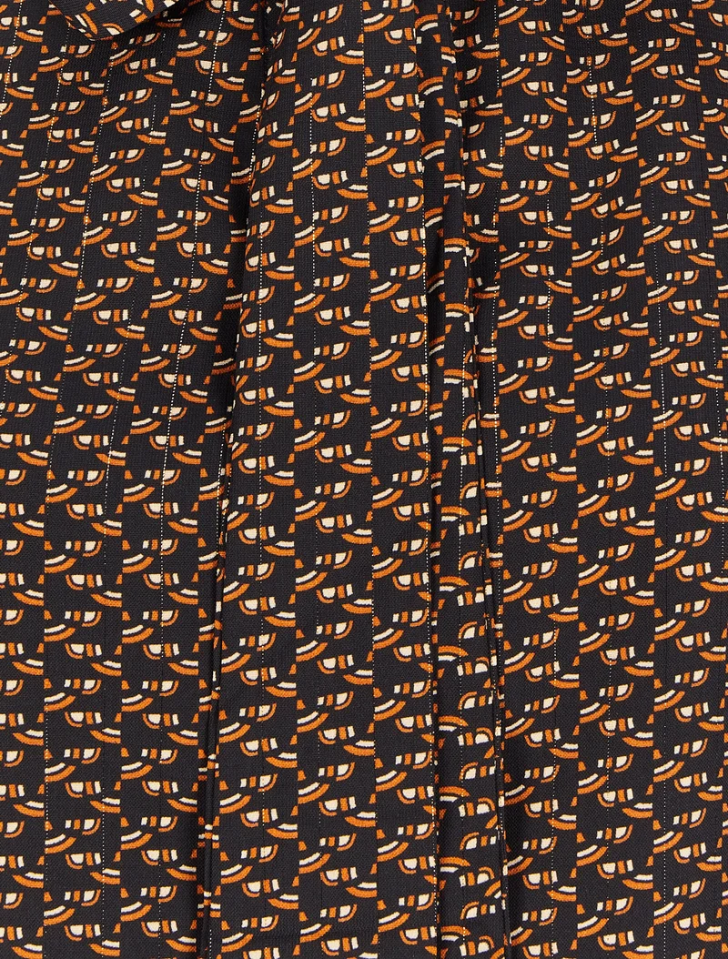 Blouse col lavallière à imprimé graphique - Noir
