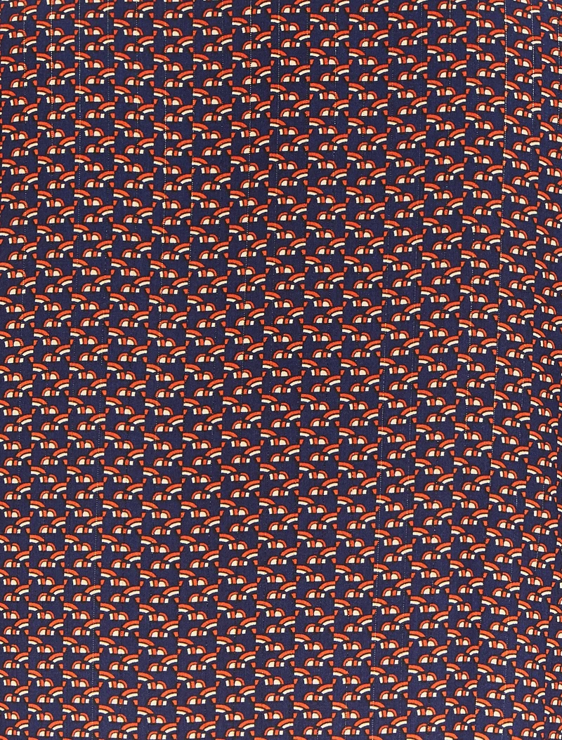 Blouse col lavallière à imprimé graphique - Bleu marine