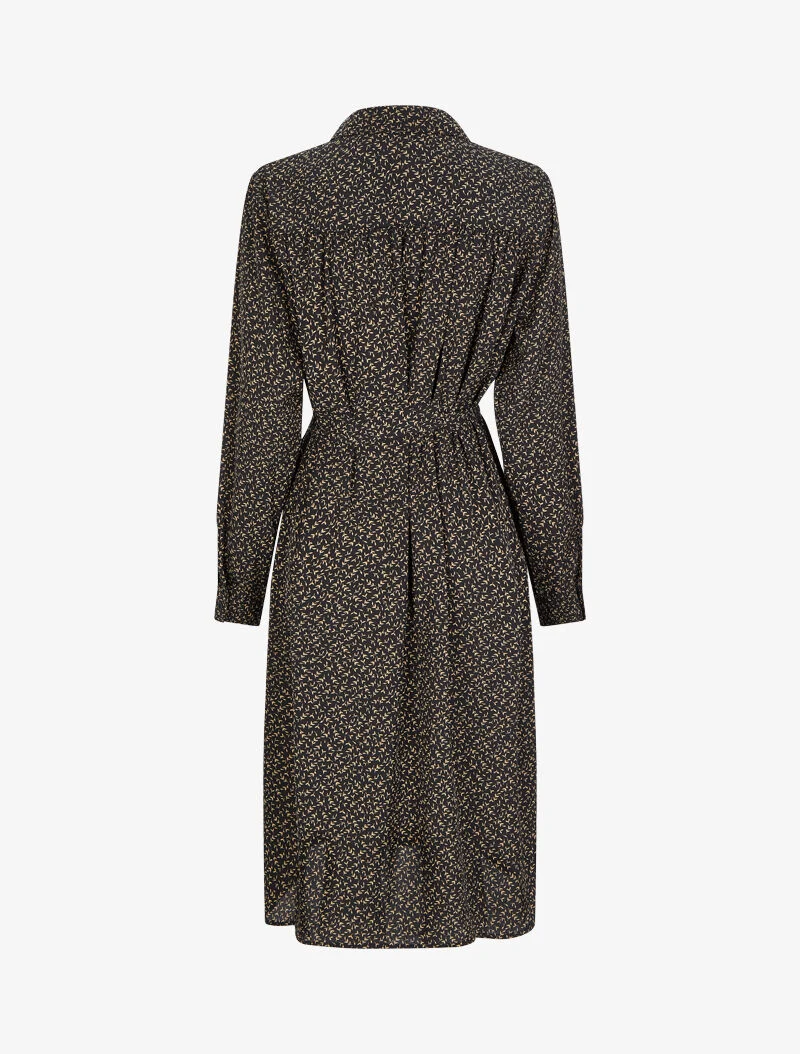 Robe chemise à imprimé feuilles d'olivier - Noir