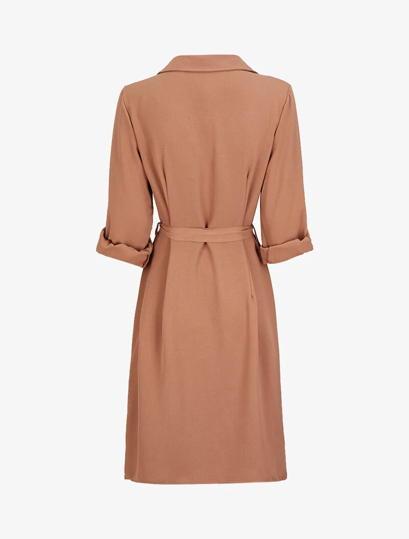 Robe chemise mi-longue à poches à rabats - Vieux rose