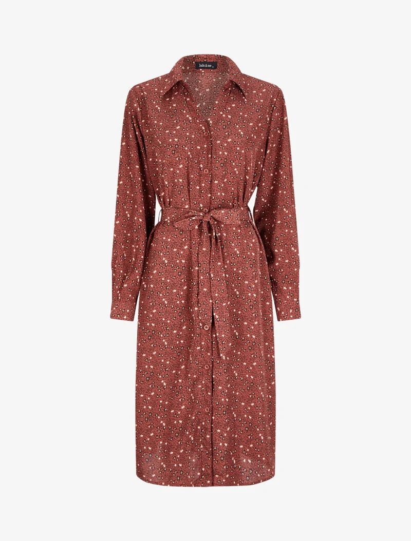 Robe chemise à imprimé petites fleurs sauvages - Vieux rose