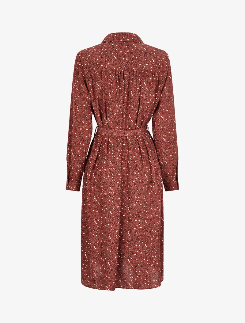 Robe chemise à imprimé petites fleurs sauvages - Vieux rose