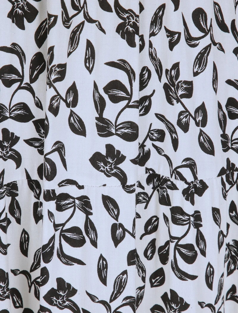 Robe longue à imprimé feuillage - Blanc