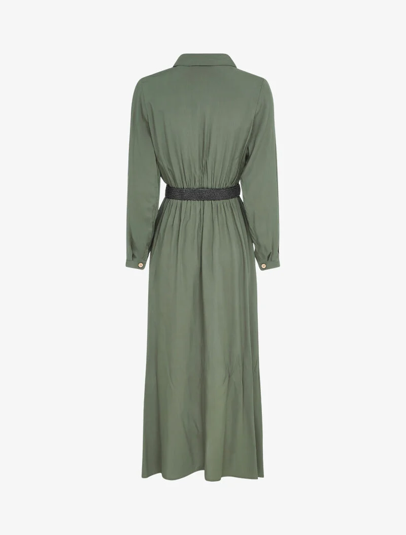 Robe longue à plis accordéons - Kaki