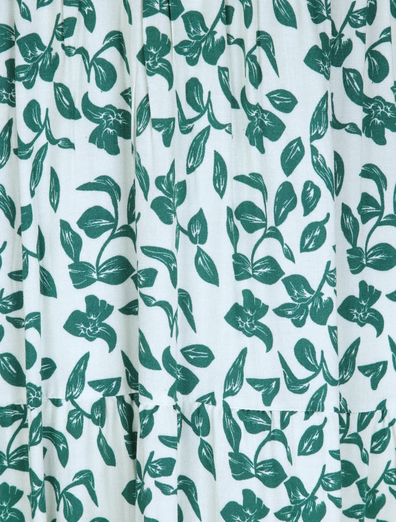Robe longue à imprimé feuillage - Vert
