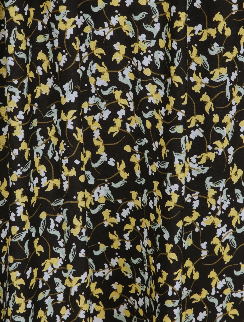 Robe longue à fleurs graphiques et à fines broderies - Noir