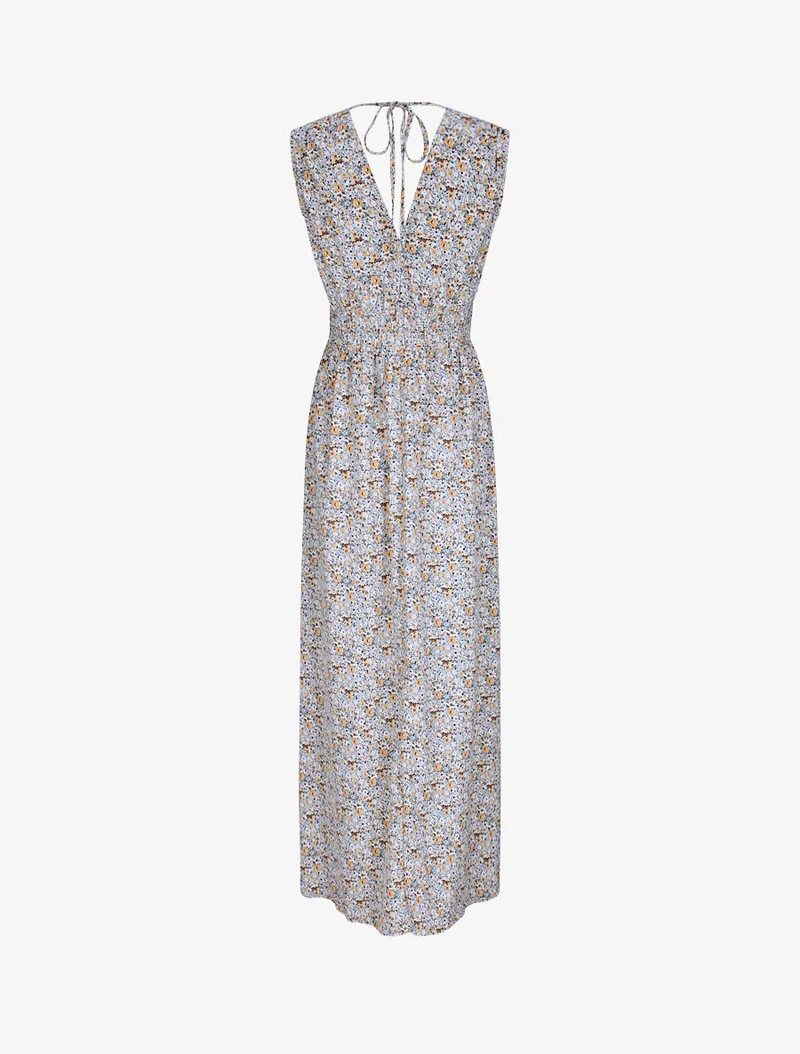 Robe longue à imprimé fleurs du printemps - Vert d'eau