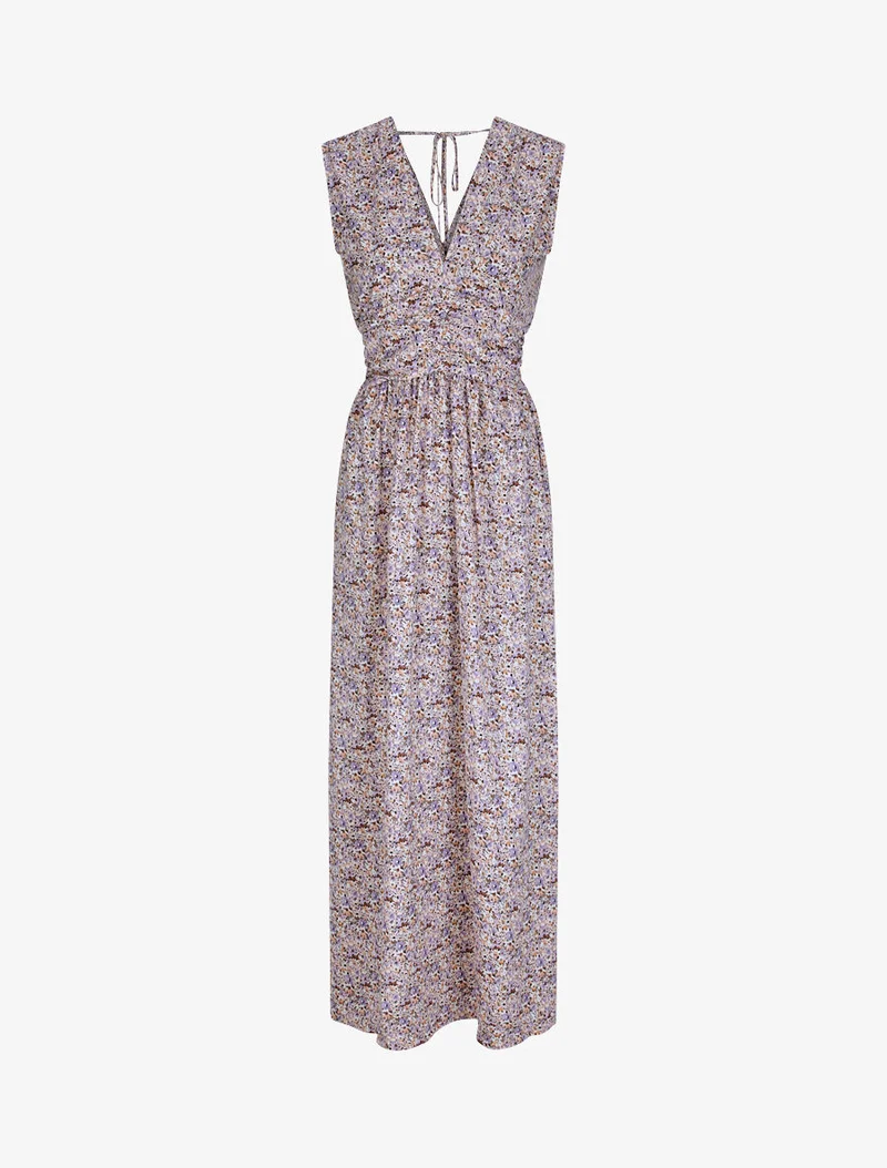 Robe longue à imprimé fleurs du printemps - Lilas