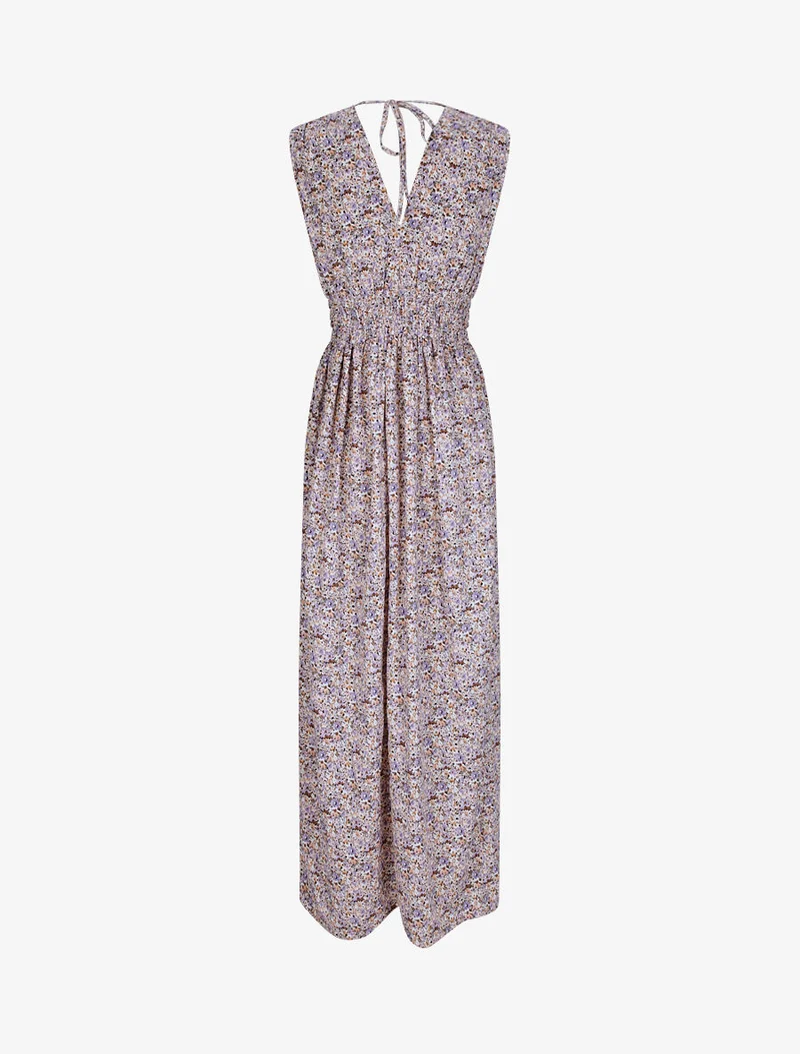 Robe longue à imprimé fleurs du printemps - Lilas