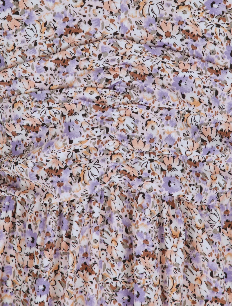Robe longue à imprimé fleurs du printemps - Lilas