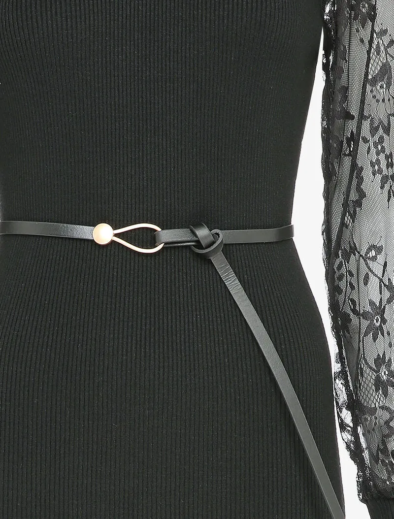 Robe côtelée à manches en dentelle fleurie - Noir