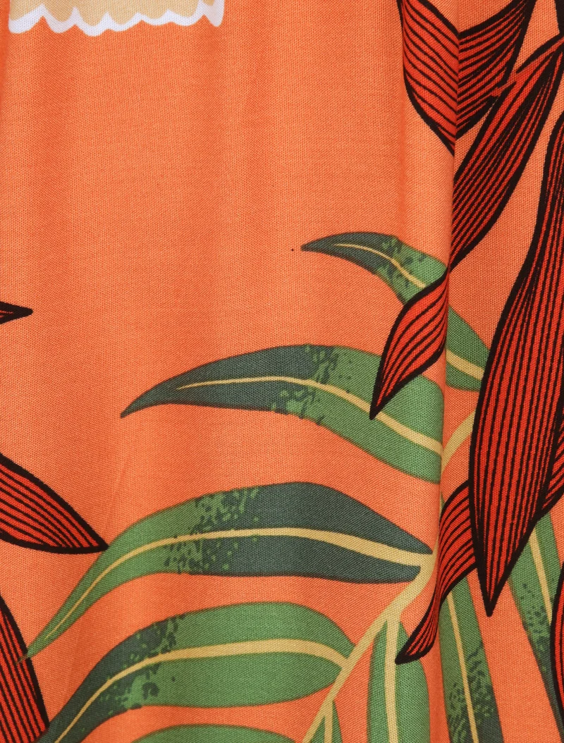 Robe patineuse imprimé feuilles exotiques - Orange
