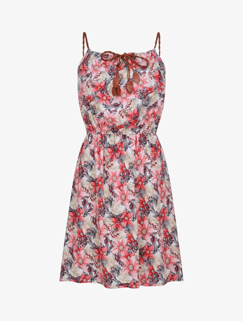 Robe patineuse à imprimé multi-fleurs - Rose