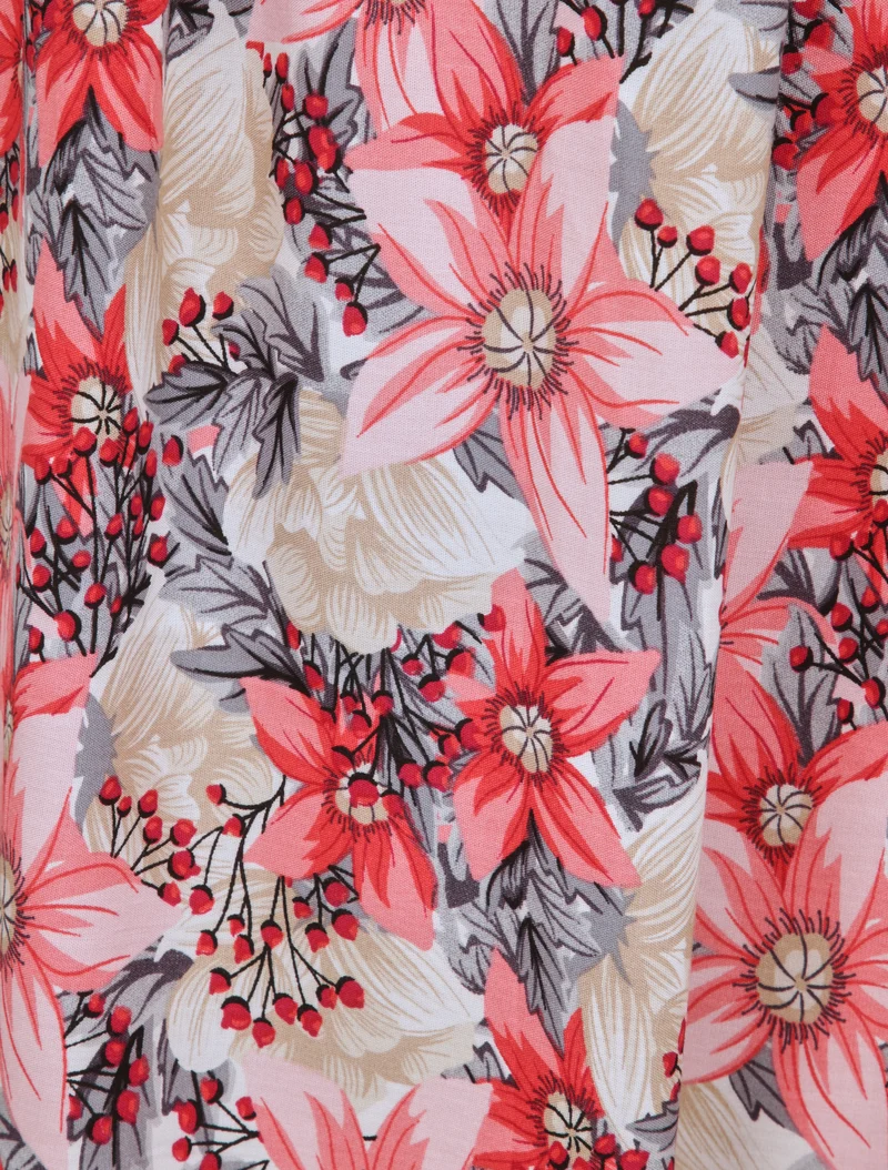 Robe patineuse à imprimé multi-fleurs - Rose