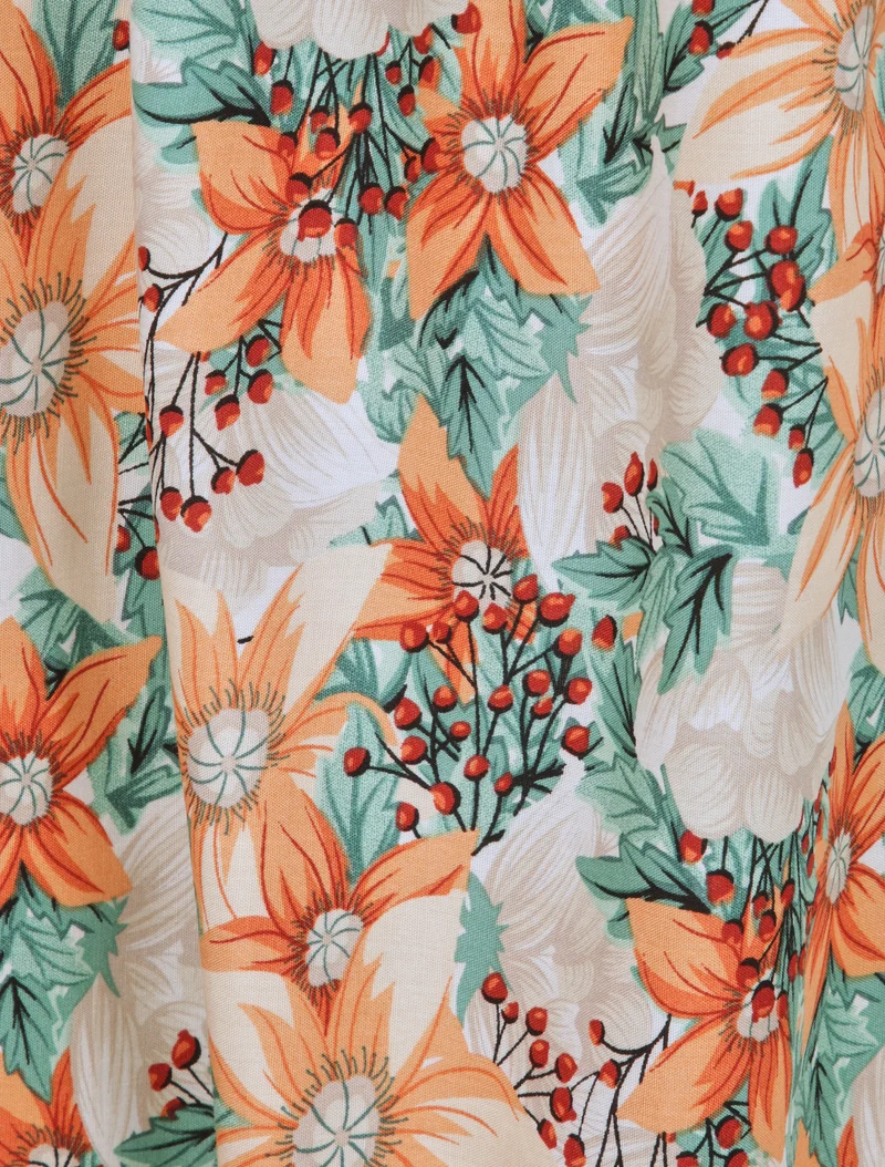 Robe patineuse à imprimé multi-fleurs - Vert