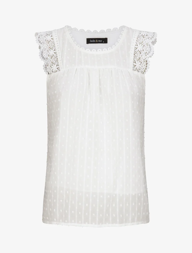 Top fluide à détail dentelle - Blanc