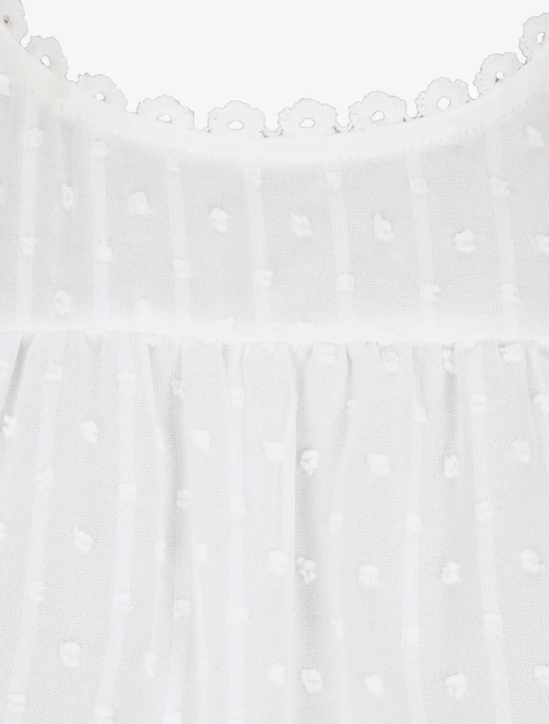 Top fluide à détail dentelle - Blanc