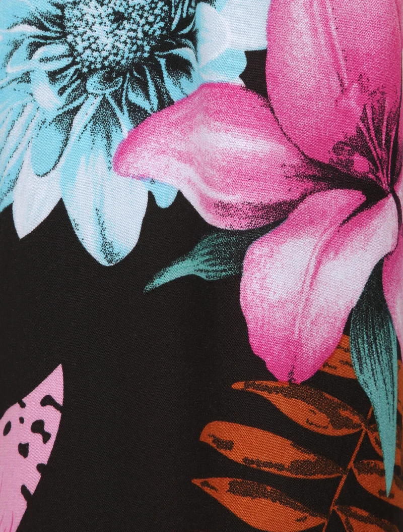 Combinaison fluide à imprimé fleurs des îles - Noir