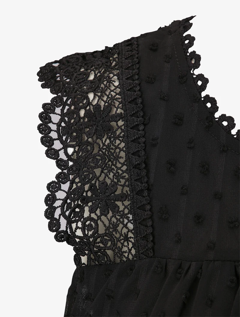 Top fluide à détail dentelle - Noir