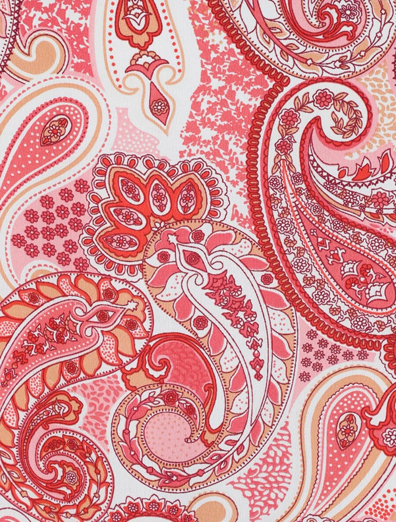 Robe longue empire imprimé cachemire à bretelles - Rose