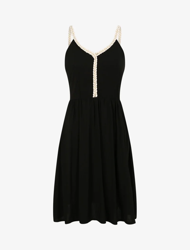 Robe à bretelles style cordes - Noir