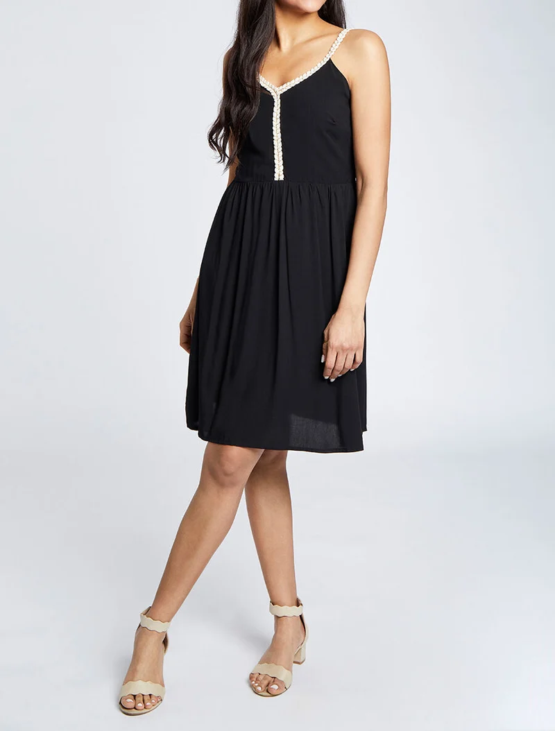 Robe à bretelles style cordes - Noir