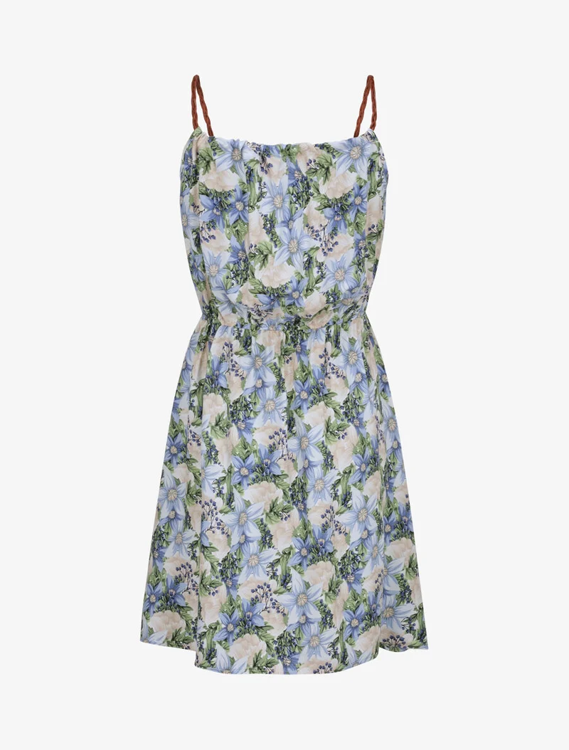Robe patineuse à imprimé multi-fleurs - Bleu