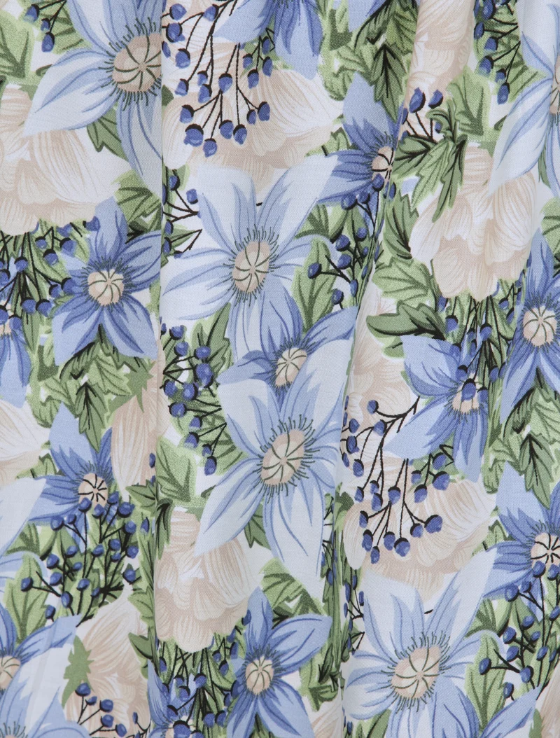 Robe patineuse à imprimé multi-fleurs - Bleu