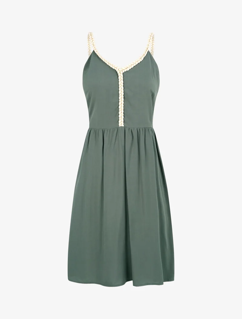 Robe à bretelles style cordes - Kaki